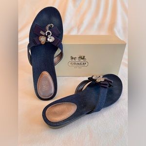 Coach denim sandals with decoration